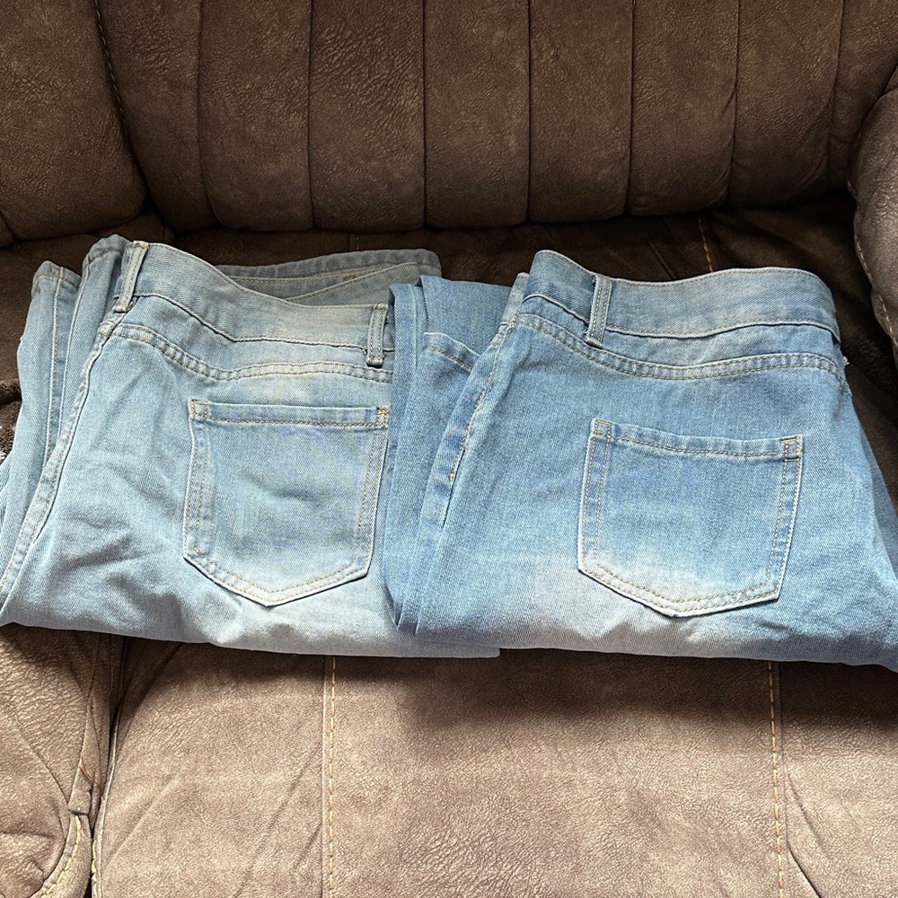 Bundle of 2 Light Blue Boyfriend Style Denim Jeans NWOT